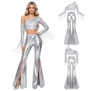 Costume de disco des années 70 pour femmes, pantalon à franges à paillettes, tenue rétro pour fête, danse, spectacle sur scène, personnalisé - Product Image 5