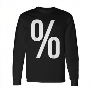 T-shirt a maniche lunghe con stampa Percent Sign, nera e bianca, abbigliamento casual unisex - Product Image 2