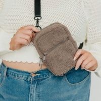 Sac banane unisexe léger en polyester Sherpa personnalisable avec broderie, fermeture éclair réglable à la taille, pour activités de plein air, décontracté et voyage