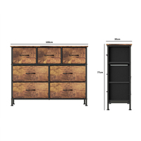 Commode de chambre moderne à 7 tiroirs en bois PB/MDF, structure en fer, armoire de rangement en tissu, couleur personnalisable, durable, pour salon