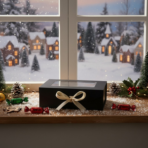 Recycled Cardboard Rigid Gift Box with Window <b>Magnetic</b> Closure Custom Logo Printed Matt Lamination - Product Image 3