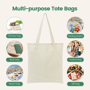 Sacs en tissu de coton réutilisables, légers, doux, 100% naturels, 5 oz, pour les courses - Product Image 3