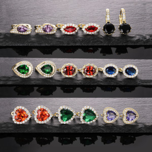 Cm Bán Buôn Nhà Sản Xuất Vàng CZ Bông Tai 2025 Thiết Kế Mới Thả Hình Dạng Hình Trái Tim 14K Đầy Màu Sắc Zircon Người Phụ Nữ Huggie Bông Tai - Product Image 1