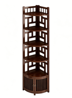 Étagère d'angle autoportante en bambou avec porte de placard, étagère de rangement multi-niveaux pour le coin mural du salon
