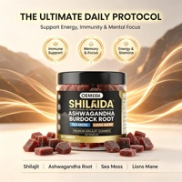 Shilajit Himalaya Gommes 60 Pièces Ashwagandha Mousse Marine Énergie Immunité Vegan Complément Alimentaire