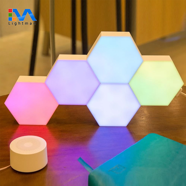 Wifi Control Creative Color Changing Wall Mounted Led Quantum Lamp Decorative Hexagon Night Light