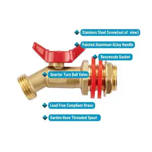 Pièces de valve en laiton raccords de tuyauterie Double bloc et purge pneumatique en plastique contrôle de sécurité cylindre en alliage de Zinc Bibcock