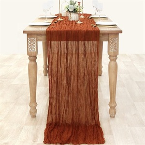 Vente en gros de chemins de table mexicains en gaze d'or, étamine rouge, coton blanc à fleurs pour les mariages de Noël, mariage élégant d'automne - Product Image 6