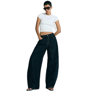 Vaqueros de mezclilla de cintura alta y pierna ancha para mujer, estilo retro lavado, corte bootcut, transfronterizos europeos y americanos - Product Image 6