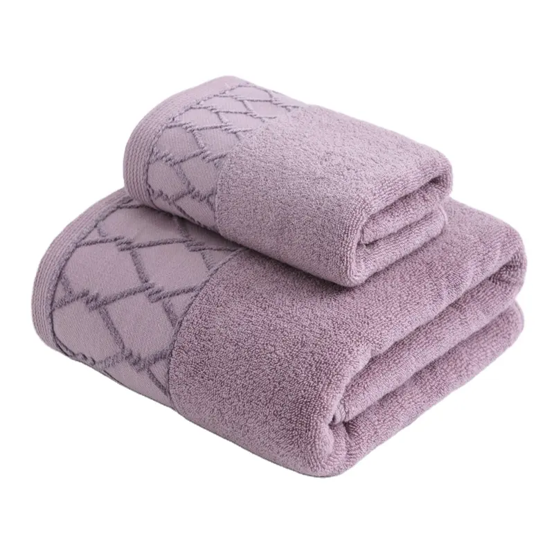 Фиолетовое Хлопковое полотенце, набор мягких банных полотенец с жаккардовым дизайном, роскошное и мягкое полотенце для рук на ощупь