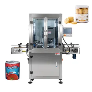 Máquina automática de enlatado de tarros de Metal para alimentos, galletas, dulces, tapa de plástico, sellador de latas