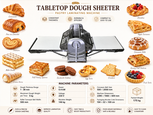 Machine à pâte électrique professionnelle pour pâte feuilletée, pâte à tarte, croûtes de tartelettes aux œufs et pâte à tartelettes <span class=keywords><strong>au</strong></span> <span class=keywords><strong>chocolat</strong></span> - Product Image 3