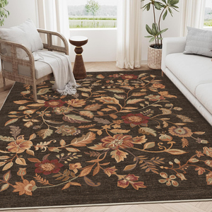 Tappeto Moderno con <span class=keywords><strong>Disegni</strong></span> Floreali in Colori Scuri di Grandi Dimensioni <span class=keywords><strong>per</strong></span> Soggiorno, Camera da Letto e Sala da Pranzo - Product Image 1
