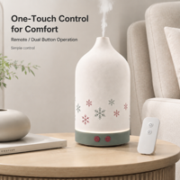 Diffuseur d'arômes pour la maison, modèle de bureau en céramique, brume fine, veilleuse de chevet, design flocon de neige, ODM personnalisé, taxes incluses
