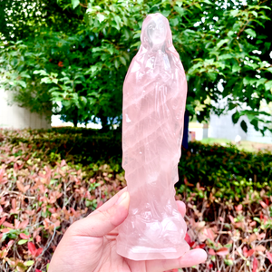 งานฝีมือจากหินควอตซ์บริสุทธิ์ทำจากคริสตัลสีชมพูขนาด20ซม. สำหรับตกแต่งงานแกะสลักพิเศษจากธรรมชาติ - Product Image 2