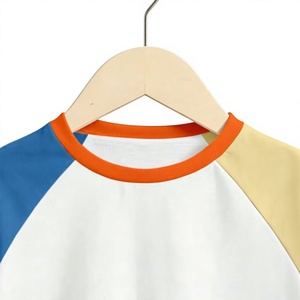 White Color Block Short Sleeve O-Neck T-Shirt for Boys Casual Knitted Solid Pattern Raglan Sleeve Design - Product Image 3