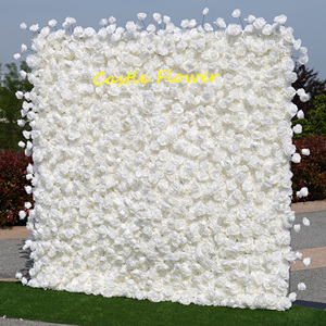L-R098 Fiori Artificiali Personalizzati di Alta Qualità, Muro Floreale di Rose Bianche e Rosa per Decorazione di Sfondi per Matrimoni - Product Image 3