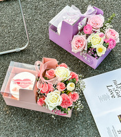 Boîte à gâteau miniature pour fête de mariage OEM, nouveau design rose et jaune, boîte à gâteau et à fleurs de 5 pouces avec poignée