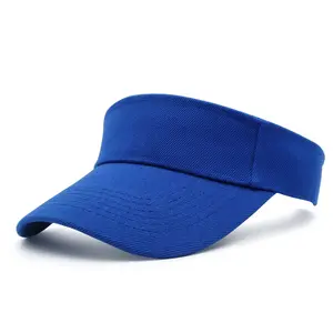 Toptan özel nakış baskılı Logo açık vizör plaj ayarlanabilir güneşlikli kep hızlı hızlı kuru Visor şapkalar kadın erkek için