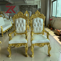 Canapé 3 places ZKAI, prix d'usine, blanc et or royal, pour événements de mariage, chaise trône pour les mariés