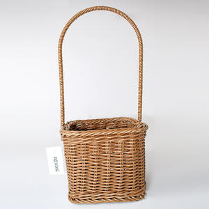 Panier portable en rotin naturel tressé, style pastoral, carré et rectangulaire, pour le rangement domestique, l'emballage de fleurs et l'utilisation pour les boissons - Product Image 3