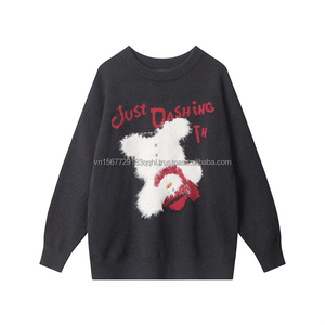 Suéter Personalizable con Diseño de Letras y Dibujos Animados, Cuello Redondo, Holgado, para Otoño e Invierno, Tejido Jacquard, para Hombre y Mujer - Product Image 5