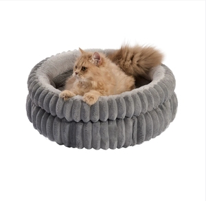 Washable-Round <strong>Rabbit</strong> Hair Surface Indoor Round Dog <strong>Bed</strong> Custom Logo &amp; Material Vertical <strong>Rabbit</strong> Plush Round Pet <strong>Bed</strong> With Cushion - Product Image 1