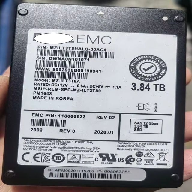 PM1643 3.84TB SAS 12Gbps Enterprise Server SSD MZILT3T8AHLS-00AC4 MZ-1LT3T8A in Stock MOQ 1