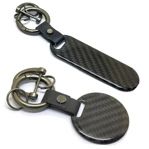 Personalised Gift Leather Keyring Luxury Designer Custom Epoxy Logo Style Leather Car Keychain Carbon Fiber Emblems