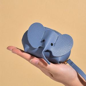 Zipper Closure Mini Elephant Pu Leather Handmade Coin <b>Purse</b> Wallet <b>Small</b> Items Pouch With Detachable Strap - Product Image 6