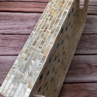 Bester Preis Modernes Umweltfreundliches Langlebiges Rechteckiges Serviertablett mit Perlmuttgriff Leichtgewichtig für Hochzeit Diwali Blumendekor