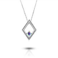 Collar con Colgante de Plata 925 de Lujo con Forma de Diamante y Circonita Mística, Joyería para Mujer, Suministro Directo de Fábrica