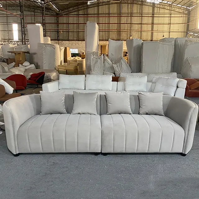 Conjunto de sofás de terciopelo para sala de estar, conjunto de decoración de franela de diseño italiano de lujo, venta directa, fabricantes