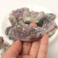 Vente en gros en vrac naturel arc-en-ciel titane placage améthyste Aura Quartz cluster pour Noël décoratif pierres de guérison pierre artisanat