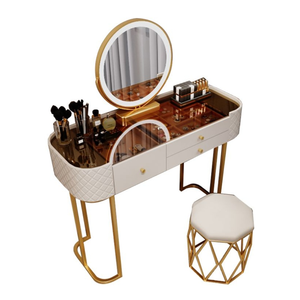 Mobilier moderne intelligent et luxueux Coiffeuse de princesse multifonctionnelle Armoire latérale avec chaise miroir Ensemble de commodes pour chambre à coucher - Product Image 1