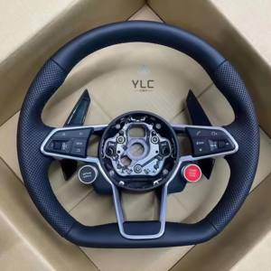 Volant <span class=keywords><strong>sport</strong></span> en cuir perforé noir carbone pour <span class=keywords><strong>Audi</strong></span> B8 B9 R8 A3 A4 A5 A6 A7 A8 Q5 Q7 MK3 TTRS TTS S3 Haute qualité - Product Image 2