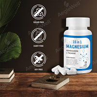 Capsules de magnésium complexe Aeglewell en marque propre, 300 mg, glycinate, malate, citrate, complément pour le sommeil, relaxation musculaire