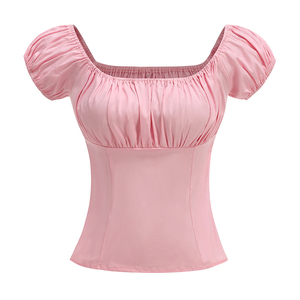 Maglietta Estiva da Donna con <span class=keywords><strong>Spalle</strong></span> <span class=keywords><strong>Scoperte</strong></span>, Manica Corta in Cotone, Stile Retrò Anni '50 e '60, Top Vintage - Product Image 1