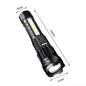 Lampe torche haute puissance 2000 lumens LED avec zoom, affichage de la puissance, torche portative rechargeable par type C pour le camping - Product Image 2