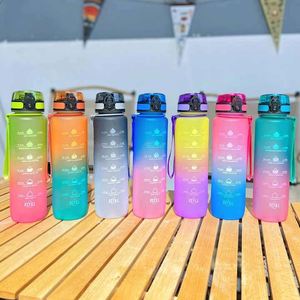Hot Sale Portable Outdoor Water Bottle <b>Plastic</b> Tritan Water Drink Jug Hiking Motivational Water Bottle - Product Image 3
