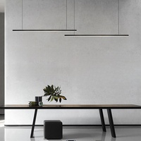 Lampe suspendue d'intérieur moderne et minimaliste à une ligne Lampes de plafond linéaires pour restaurant Lampes suspendues pour table à manger Lustre à LED