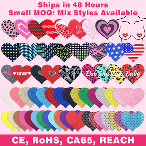 Cache-tétons en forme de cœur prêts à être expédiés, livraison rapide, en stock, faible MOQ, pasties sexy rouges et roses à paillettes pour soirée - Product Image 1