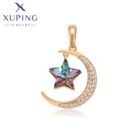 A00623260 Bijoux XUPING Plaqué Or 18 carats Pendentif Grand Modèle Lune et Étoile Tendance pour Femme