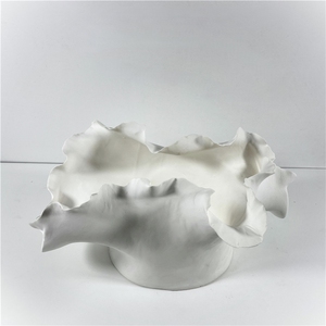 Exquisite White Ceramic <b>Vase</b> Matt Glaze Europe Style Unique Flowing Petal Design for Home Decoration Modern Abstract Handmade - Product Image 1