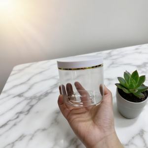 Bocaux en plastique PET transparent de qualité alimentaire, pots de luxe pour crème corporelle 200ml 300ml 400ml 500ml, emballage pour beurre corporel et gommage - Product Image 1