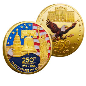 库存金属工艺品美国250周年爱国主义纪念品纪念挑战硬币电镀铁镀金冲压加工 - Product Image 5