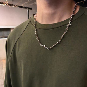 SC-<span class=keywords><strong>collar</strong></span> de llama <span class=keywords><strong>con</strong></span> <span class=keywords><strong>candado</strong></span> de servicio de seguridad para <span class=keywords><strong>hombre</strong></span>, <span class=keywords><strong>cadena</strong></span> de espinas de alambre gótico, estilo hip hop, a la moda, 2022 - Product Image 2