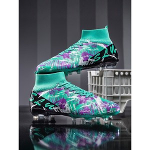 Football Shoes Mid Calf PU Upper Cotton Lining <b>Rubber</b> Sole For Teenagers Men Sports Training All Season New Style - Product Image 5
