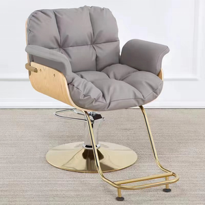 Black Padded Barber Chair Salon Styling Chair Swivel Salon Furniture with Side Support and Footrest - Product Image 5