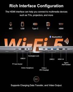 15,6 pulgadas <span class=keywords><strong>AMD</strong></span> 3020e <span class=keywords><strong>CPU</strong></span> WiFi 5 1920X1080 FHD 8GB DDR4 RAM 256GB SSD Win11 adecuado para estudiantes ordenador portátil comercial - Product Image 4